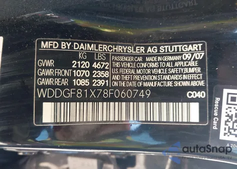 2008 Mercedes-Benz C 300 Luxury 4Matic/Sport 4Matic from USA, damaged, VIN WDDGF81X78F060749